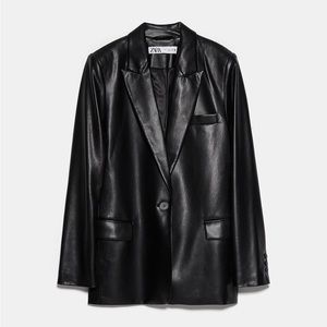 Zara Black Leather Blazer